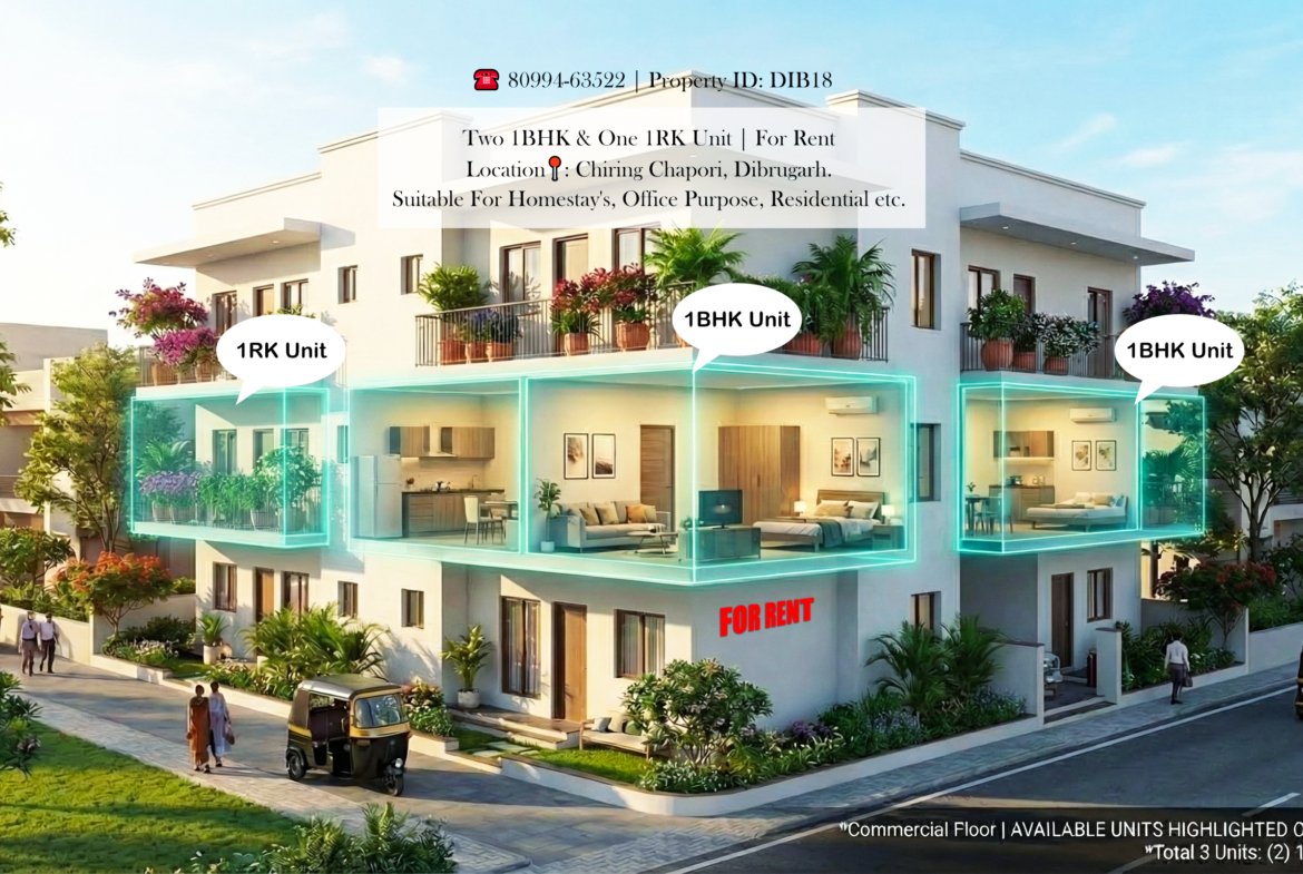 COMMERCIAL/RESIDENTIAL SPACE FOR RENT AT CHIRING CHAPORI, DIBRUGARH!